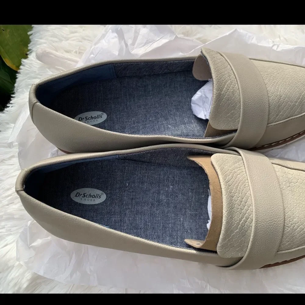Dr Scholl’s Wedge Loafer Taupe Comfort Slip On Shoes Women 7.5 Imagine
